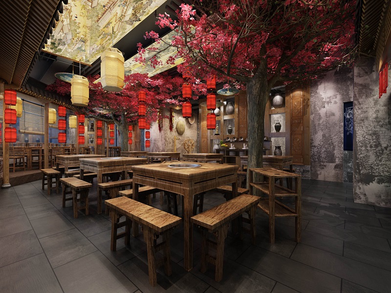 中式風格火鍋店裝修案例